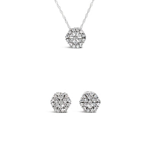 White Gold Snow Flake Earring and Pendant Set